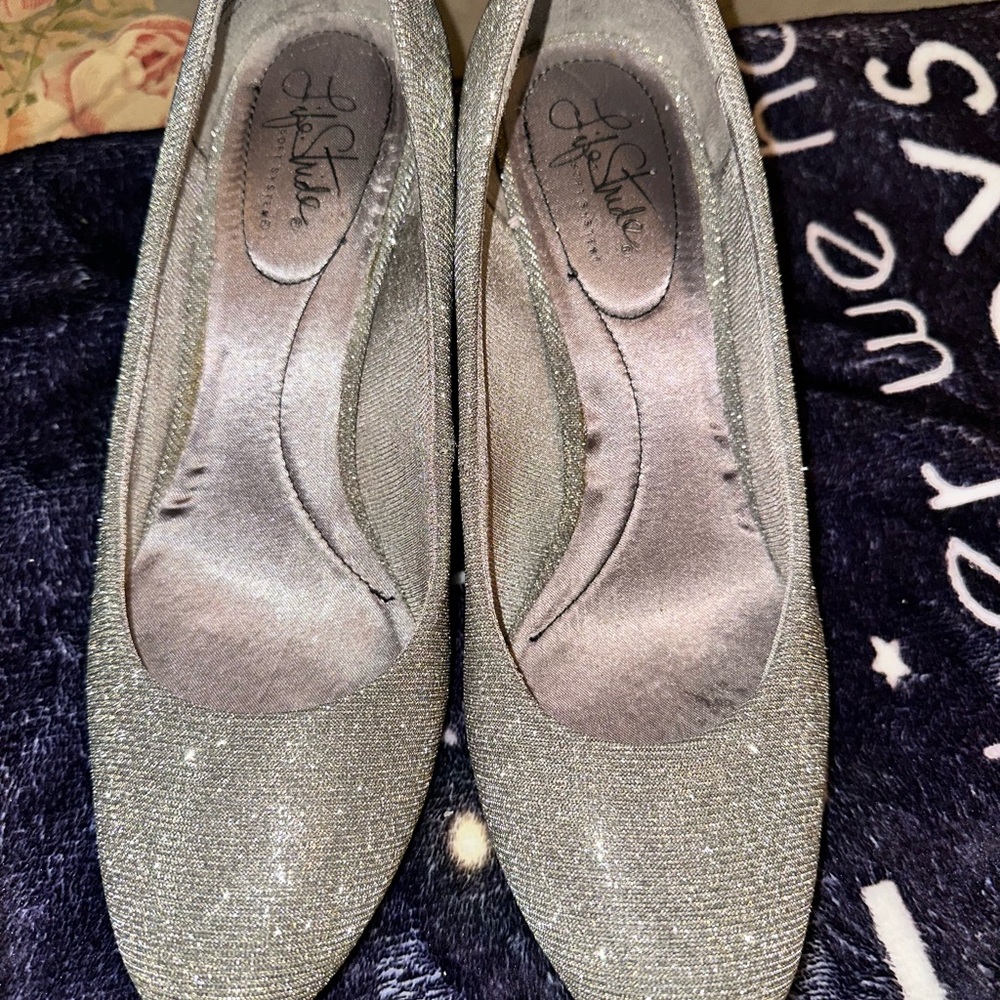 Life Stride Women's Sparkling Silver Heels
